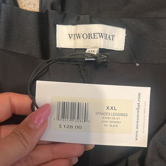 BNWT - WEWOREWHAT BLACK SHINY SPANDEX LEGGINGS - XXL - Picture 5 of 5